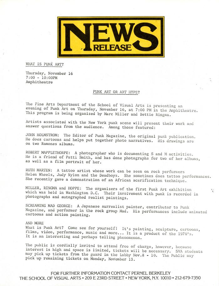 Press Releases depicts: typed press release