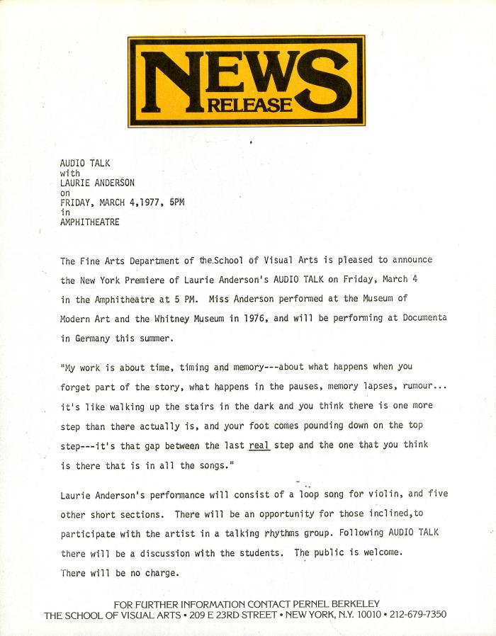 Press Releases depicts: typed press release