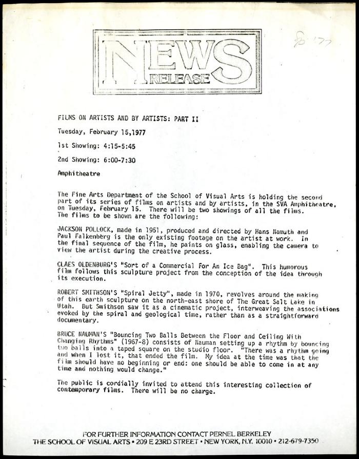 Press Releases depicts: typed description of event