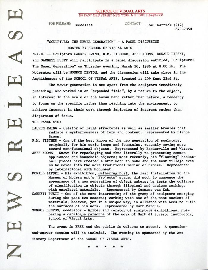 Press Releases depicts: typed description of the event
