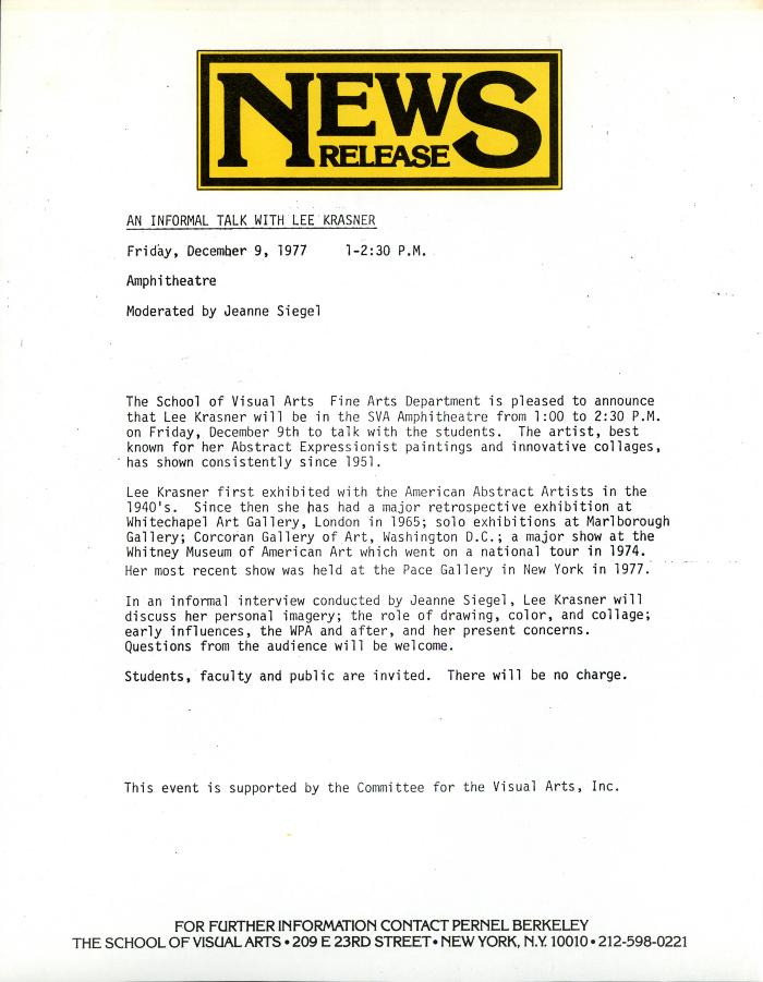 Press Releases depicts: typed description of event