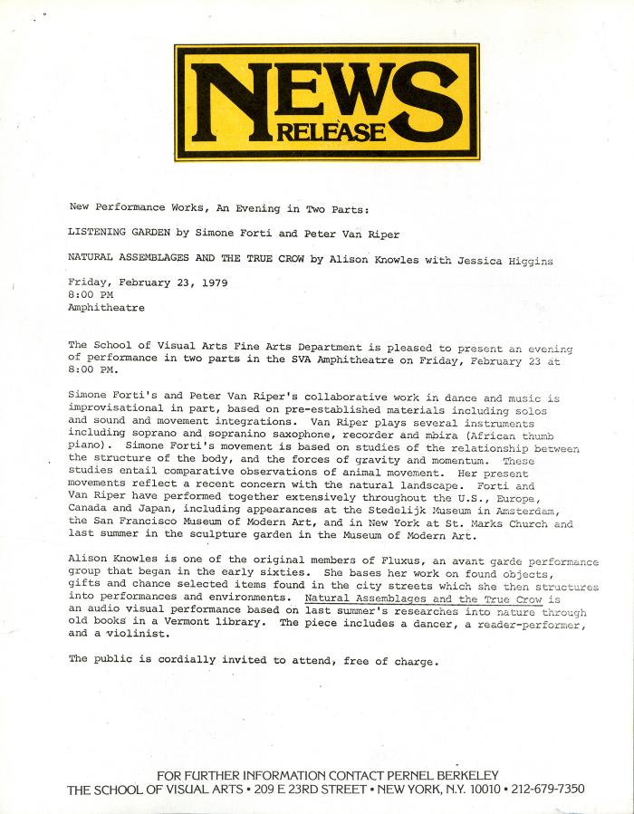 Press Releases depicts: typed description of event