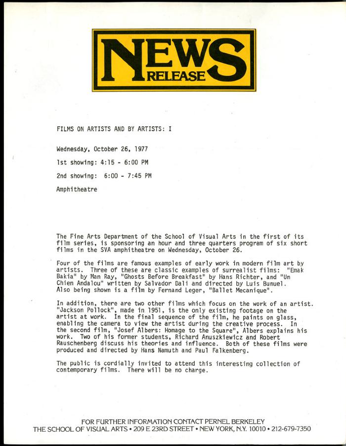 Press Releases depicts: typed description of event