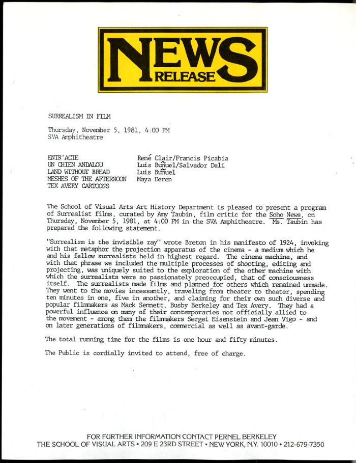 Press Releases depicts: typed description of event