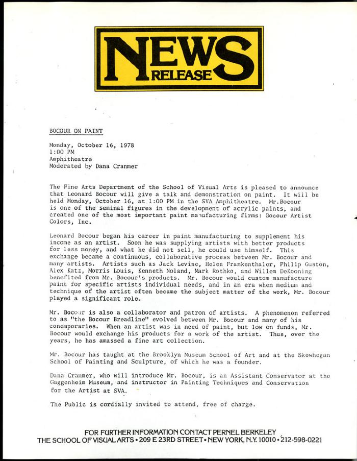 Press Releases depicts: typed description of event
