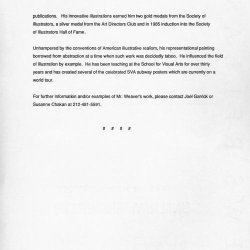 Press Releases depicts: Typewritten document describing exhibition