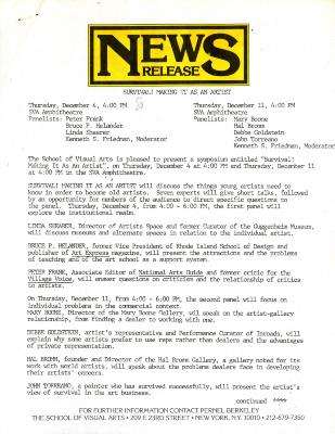 Press Releases depicts: typed press release page 1