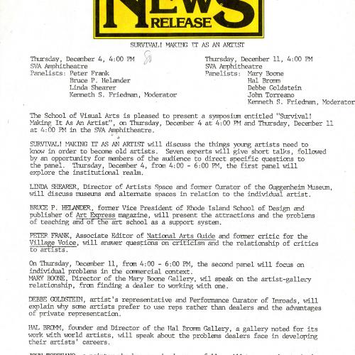 Press Releases depicts: typed press release page 1