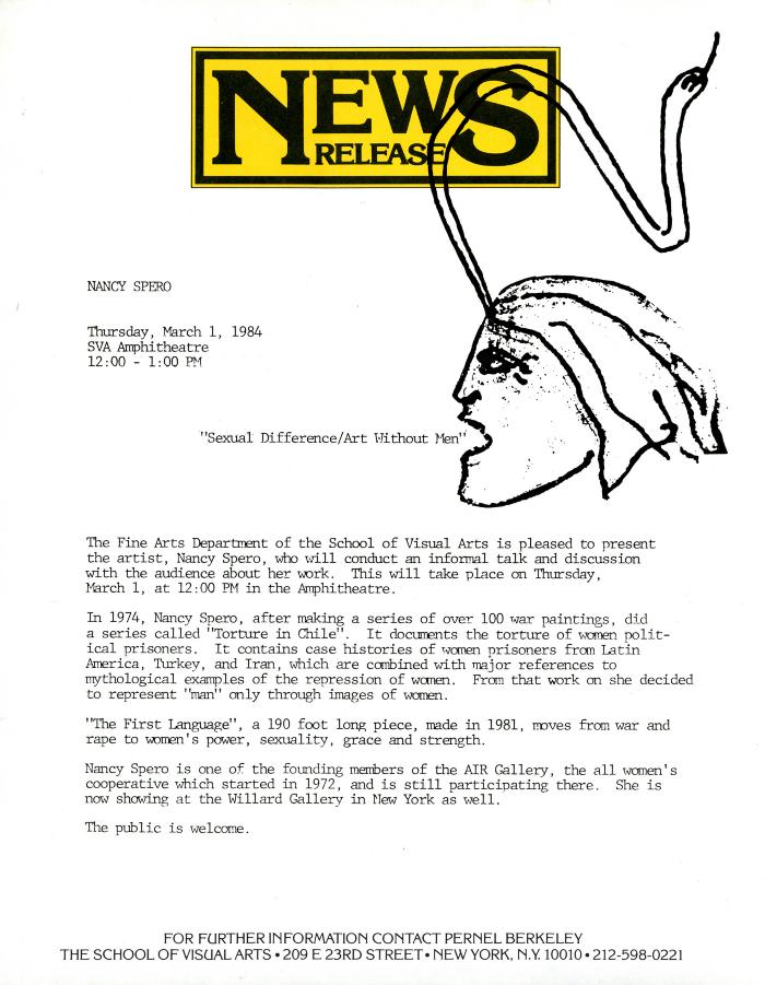 Press Releases depicts: typed press release, with profile of head with snake coming from forehead