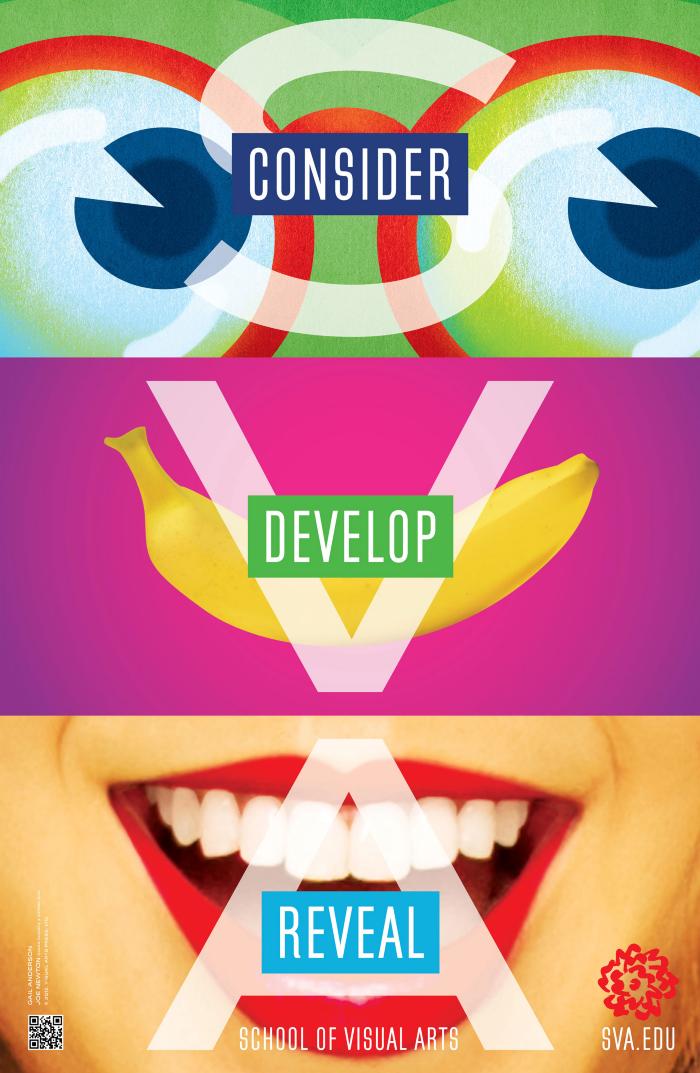 Posters depicts: Horizontally segmented depiction of a smiling face, with each segment in a different medium.