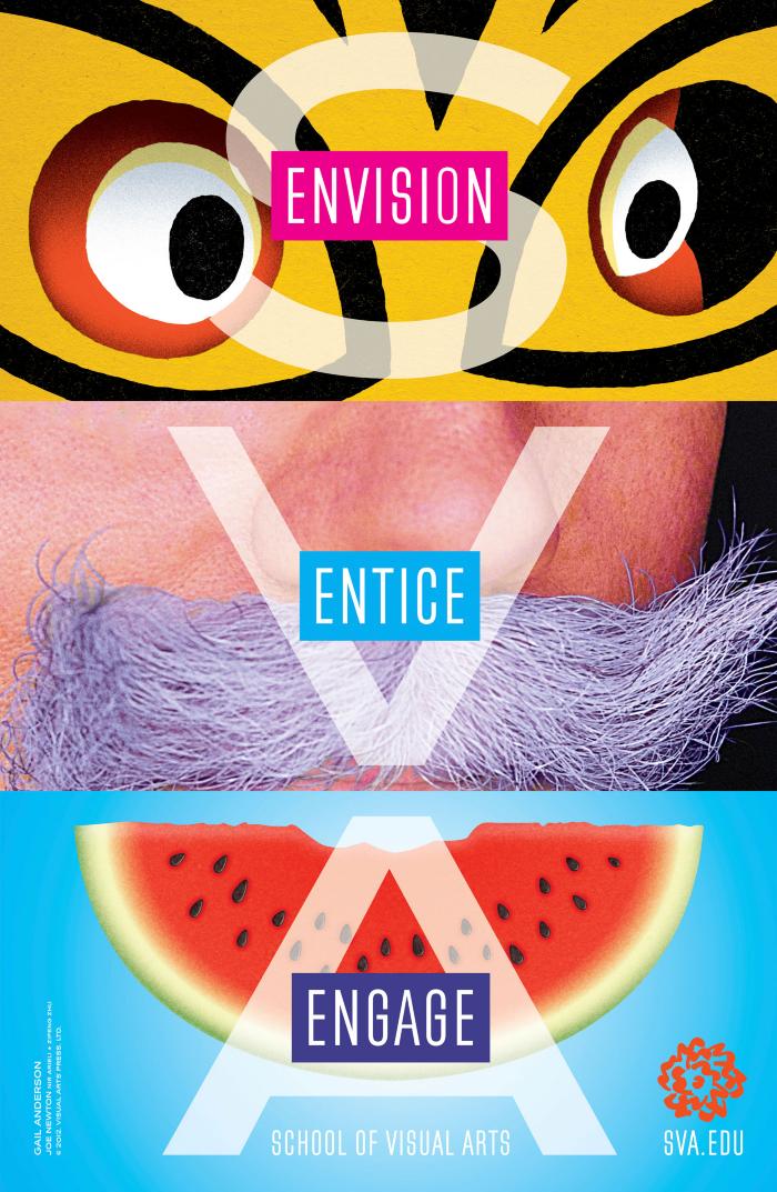 Posters depicts: Horizontally segmented depiction of a smiling face, with each segment in a different medium.