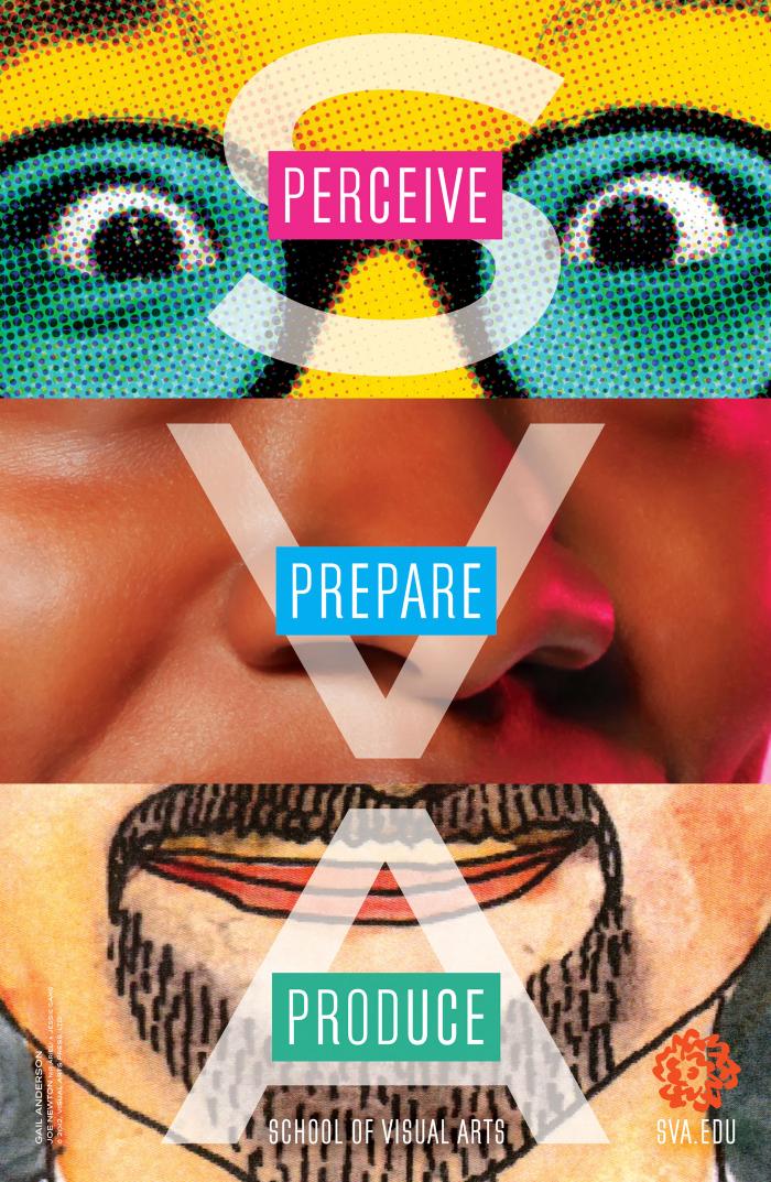 Posters depicts: Horizontally segmented depiction of a smiling face, with each segment in a different medium.