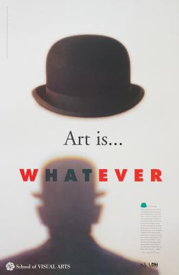 Posters depicts: A floating black bowler hat against a white background with red text; a shadowed silhouette of a man wearing the hat is visible.