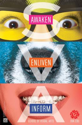 Posters depicts: Horizontally segmented depiction of a smiling face, with each segment in a different medium.