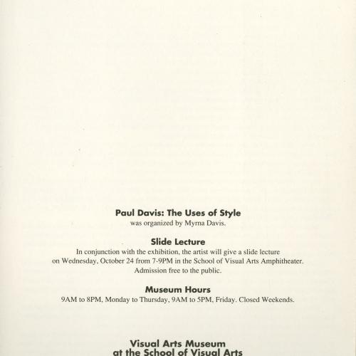 Exhibition Catalogues depicts: exhibition details