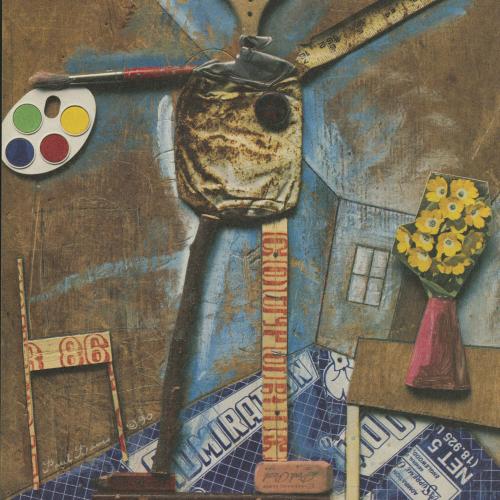 Exhibition Catalogues depicts: exhibition title and collage of painter made of paintbrushes