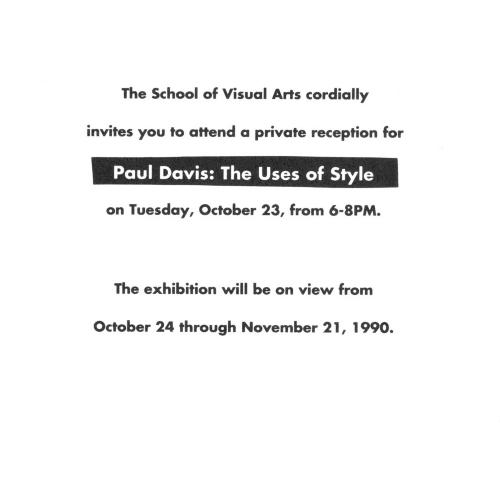 Announcements and invitations depicts: exhibition and reception details