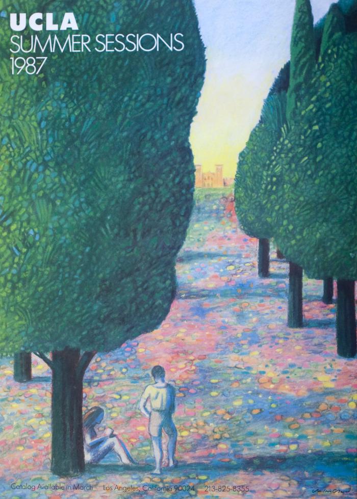 Posters depicts: Two figures under a large tree in a colorful landscape
