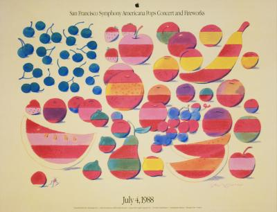 Posters depicts: colorfully striped fruit