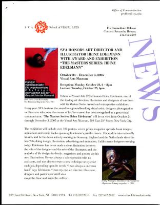 Press Releases depicts: Typewritten document describing exhibition