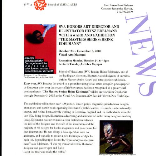 Press Releases depicts: Typewritten document describing exhibition