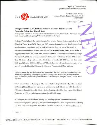 Press Releases depicts: Typed press release, page 1 of 2