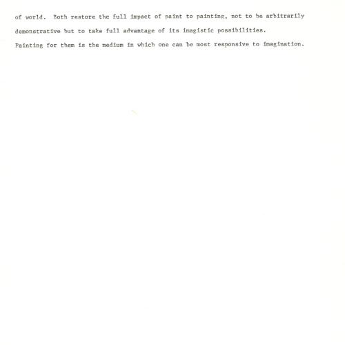Press Releases depicts: Typewritten description of exhibition