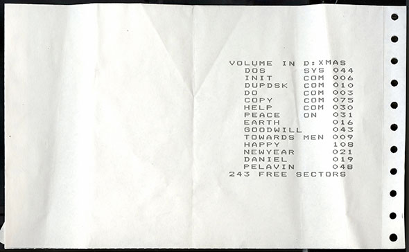 Image of a receipt on hole-punched perforated paper.